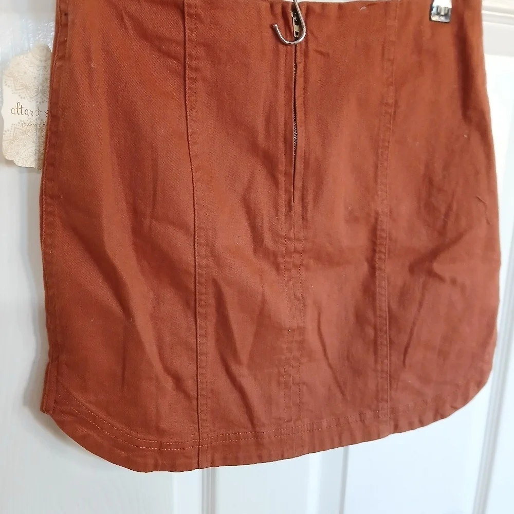Burnt Orange Tight Mini Skirt with Zip up in the Back Y2k Skater Whimsigoth NWT